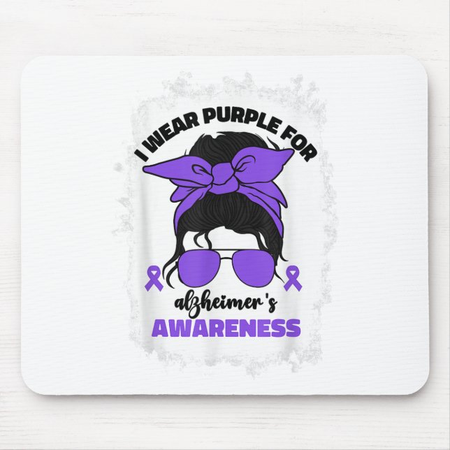 Ich trage Lila für Heimers Awareness Month Heimer  Mousepad (Vorne)