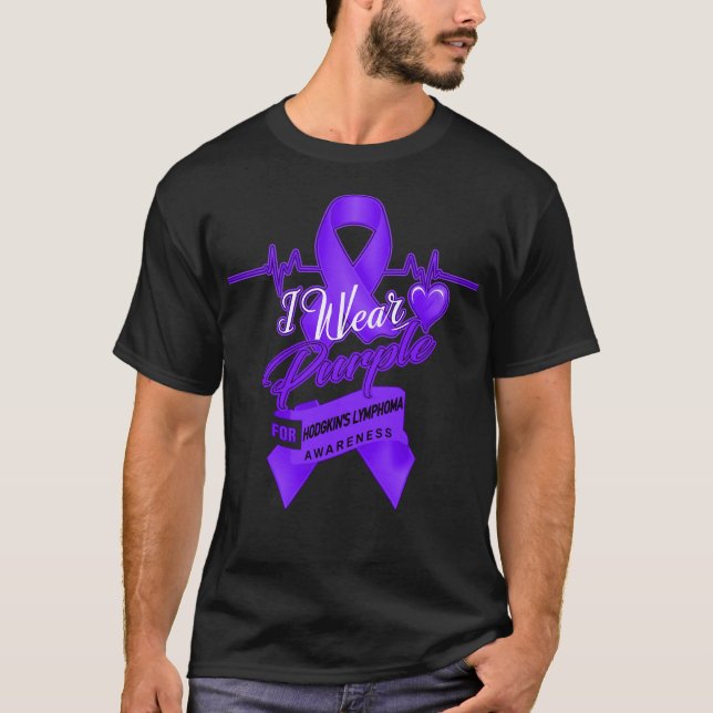Ich trage Lila für Hodgkin's Lymphom Awareness T-Shirt (Vorderseite)