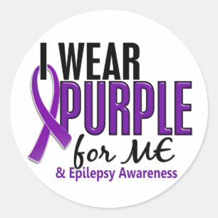 Ich trage Lila für ME 10 Epilepsie Runder Aufkleber