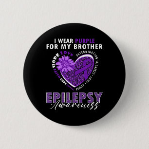 Ich trage Lila für mein Brother Epilepsie Awarenes Button