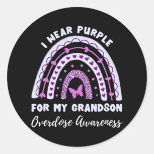 Ich trage Lila für mein Grandson-Überdosierungsbew Runder Aufkleber