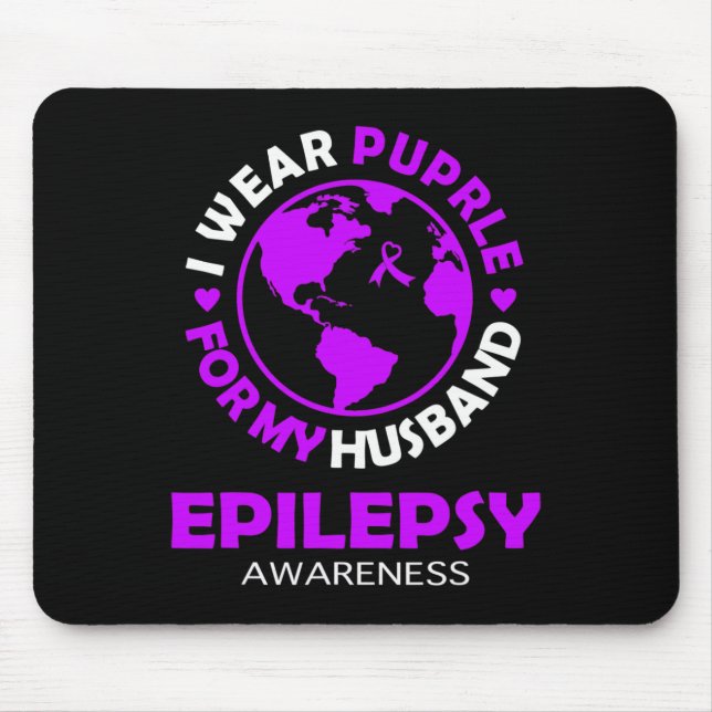 Ich trage LILA für mein HUSBAND EPILEPSY-Bewusstse Mousepad (Vorne)