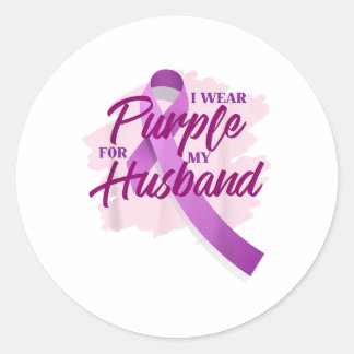 Ich trage Lila für mein Husband Heimers Shirt_1 Runder Aufkleber