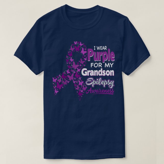 Ich trage Lila für meine Enkel Epilepsie Awareness T-Shirt (Design vorne)
