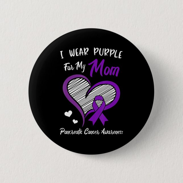 Ich trage Lila für meine Mama Bauchspeicheldrüsenk Button (Vorderseite)