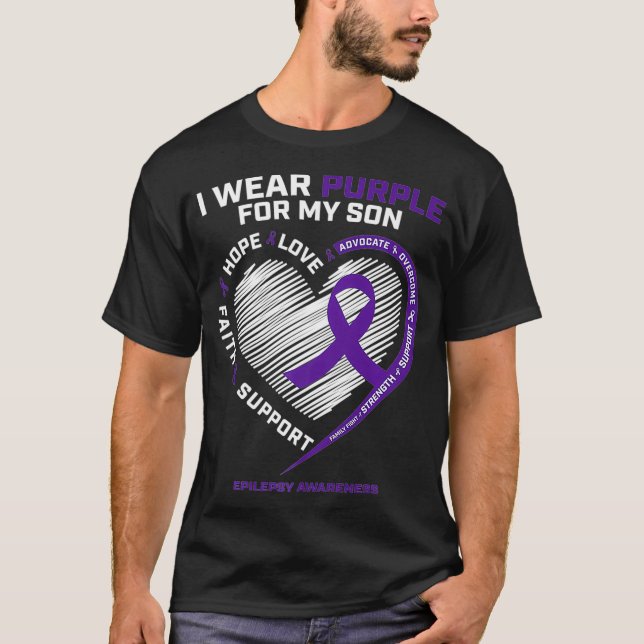 Ich trage Lila für meine Mama der Son Epilepsy Awa T-Shirt (Vorderseite)