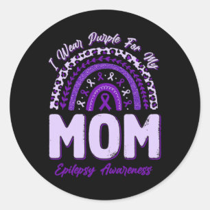 Ich trage Lila für meine Mama Epilepsie Awareness Runder Aufkleber