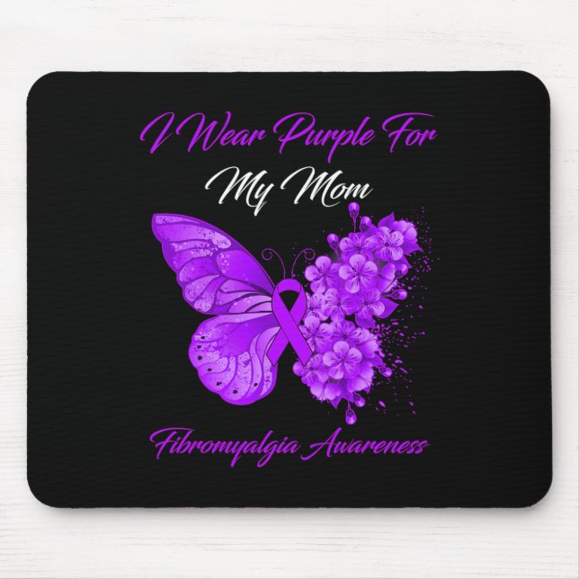 Ich trage Lila für meine Mama Fibromyalgie Krieger Mousepad (Vorne)