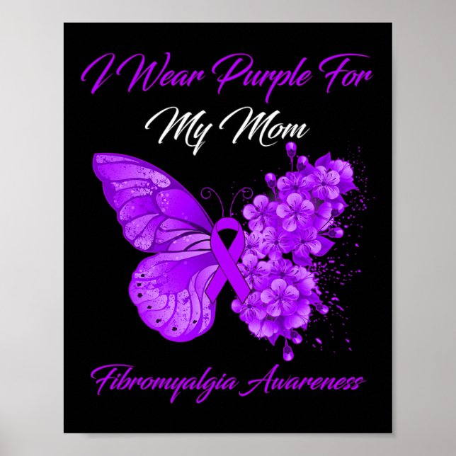 Ich trage Lila für meine Mama Fibromyalgie Krieger Poster (Vorne)