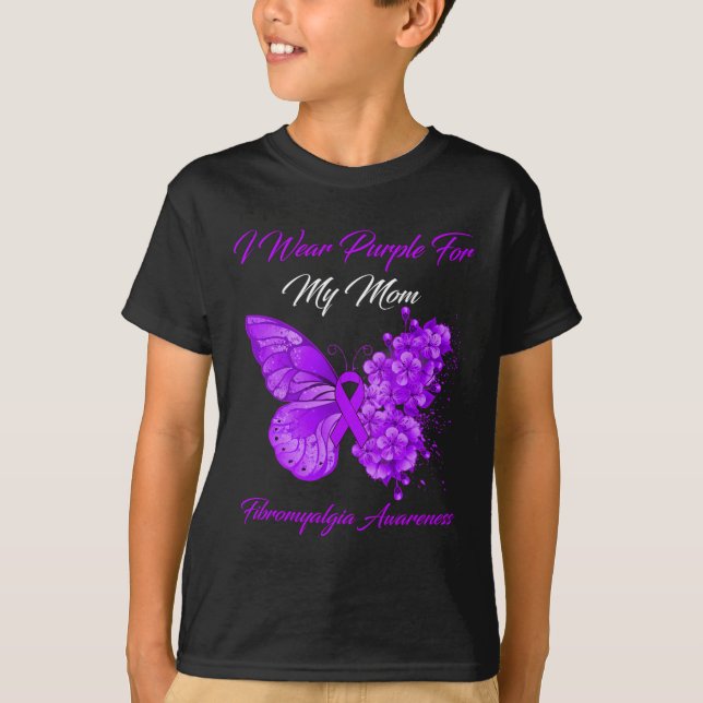 Ich trage Lila für meine Mama Fibromyalgie Krieger T-Shirt (Vorderseite)