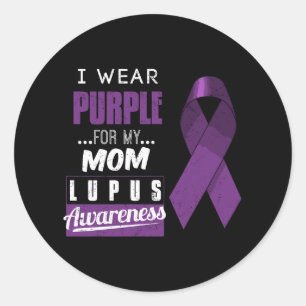 Ich trage Lila für meine Mama Lupus Bewusstsein Runder Aufkleber