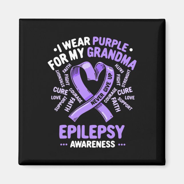Ich trage Lila für meine Oma Epilepsie Awareness Magnet (Vorne)