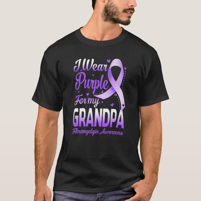 Ich trage Lila für meine Opa Fibromyalgie Auszeich T-Shirt (Vorderseite)