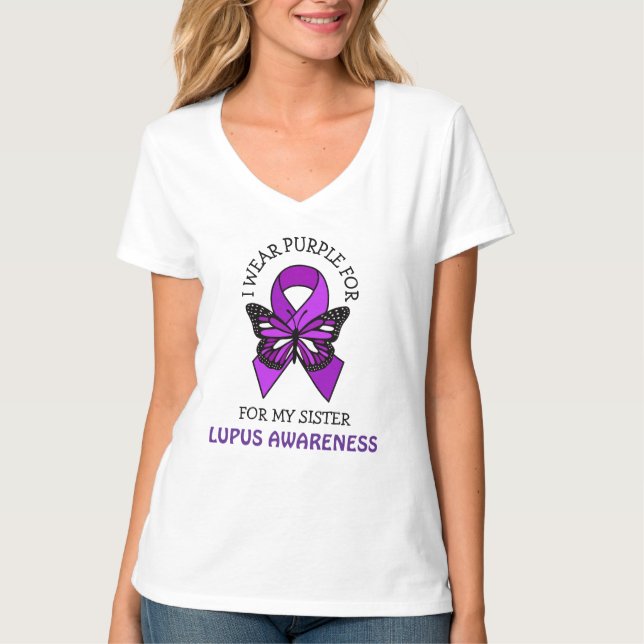Ich trage Lila für meine Schwester | Lupus Bewusst T-Shirt (Vorderseite)