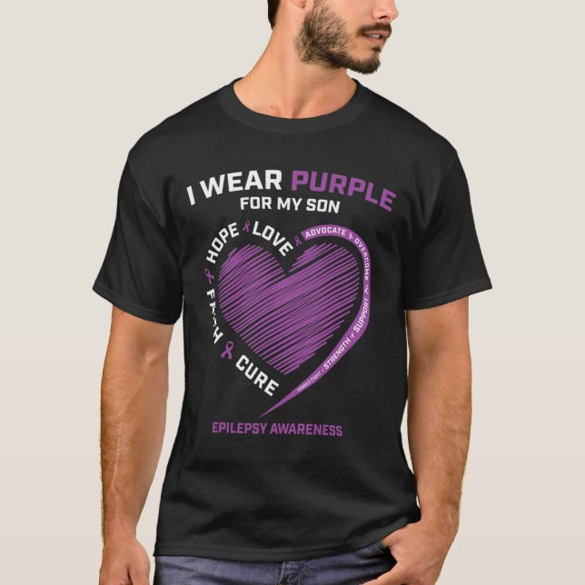 Ich trage Lila für meine Son Epilepsy Awareness Ma T-Shirt (Vorderseite)