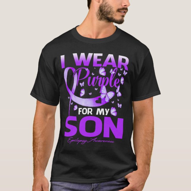 Ich trage Lila für meine Son Epilepsy Awareness T-Shirt (Vorderseite)