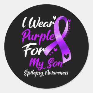 Ich trage Lila für meine Son Epilepsy-Geschenke Runder Aufkleber