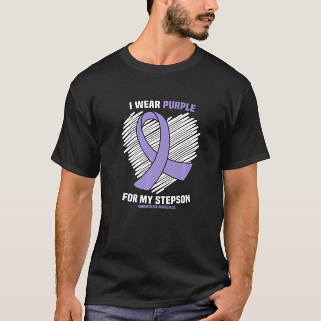 Ich trage Lila für meine Stepson Fibromyalgia Awar T-Shirt (Vorderseite)