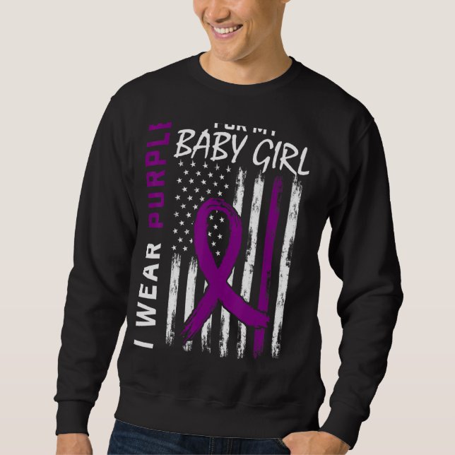 Ich trage Lila für meine Tochter Baby Girl Lupus A Sweatshirt (Vorderseite)
