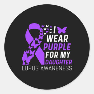 Ich trage Lila für meine Tochter Lupus Awareness P Runder Aufkleber