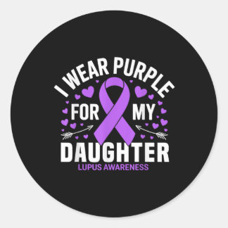 Ich trage Lila für meine Tochter Lupus Warrior Lup Runder Aufkleber