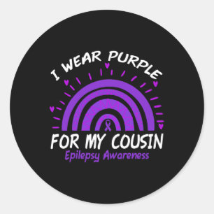 Ich trage Lila für meinen Cousin Rainbow Epilepsy Runder Aufkleber