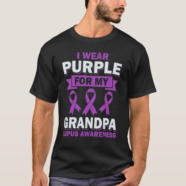Ich trage Lila für meinen Großvater Lupus T-Shirt (Vorderseite)