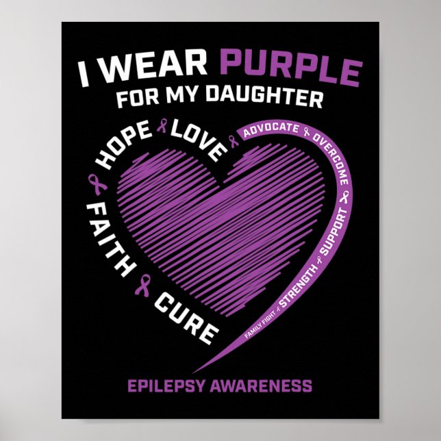 Ich trage Lila für meinen Mama-Vater Epilepsy Awa Poster (Vorne)
