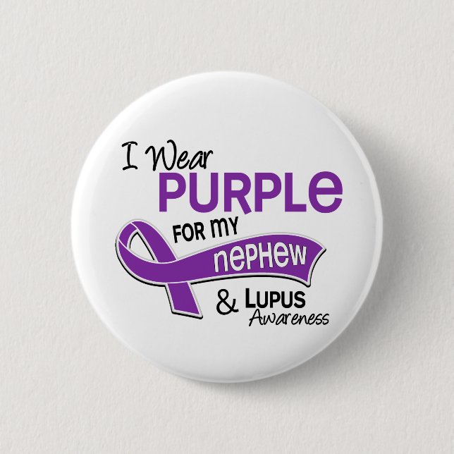 Ich trage Lila für meinen Neffe42 Lupus Button (Vorderseite)
