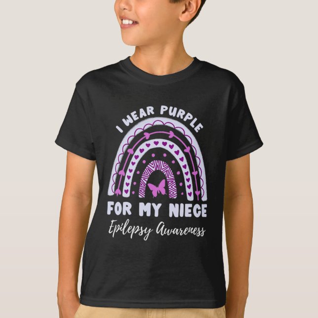Ich trage Lila für meinen Niece Epilepsie Awarenes T-Shirt (Vorderseite)