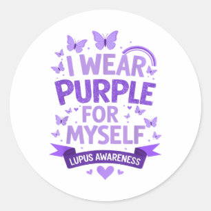 Ich trage Lila für mich selbst Unterstützung Lupus Runder Aufkleber