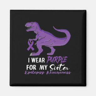 Ich trage Lila für Sister Dinosaur Epilepsie-Bewus Magnet