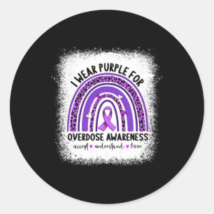 Ich trage Lila für Überdosierung Awareness Boho Ra Runder Aufkleber