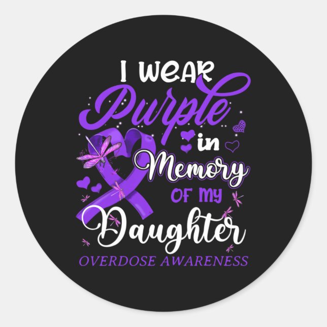 Ich trage Lila Gedächtnis für meine Tochter Überdo Runder Aufkleber (Vorderseite)