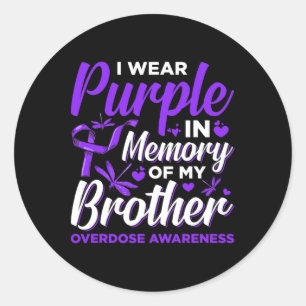 Ich trage Lila im Gedächtnis für meine Bruderüberd Runder Aufkleber