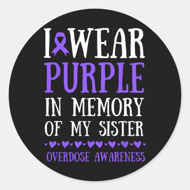 Ich trage Lila im Gedächtnis meiner Schwester Über Runder Aufkleber (Vorderseite)