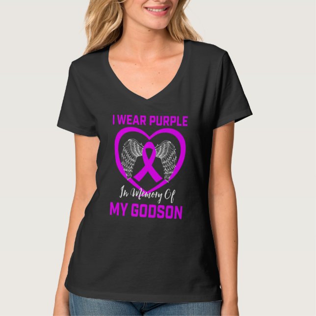 Ich trage Lila im Gedenken an Godson Epilepsy Awar T-Shirt (Vorderseite)
