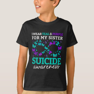 Ich trage Lila und Aquamarin für meine Schwester S T-Shirt
