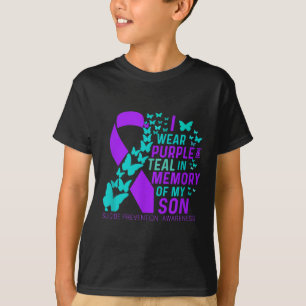 Ich trage Lila und Aquamarin für meinen Sohn Suizi T-Shirt