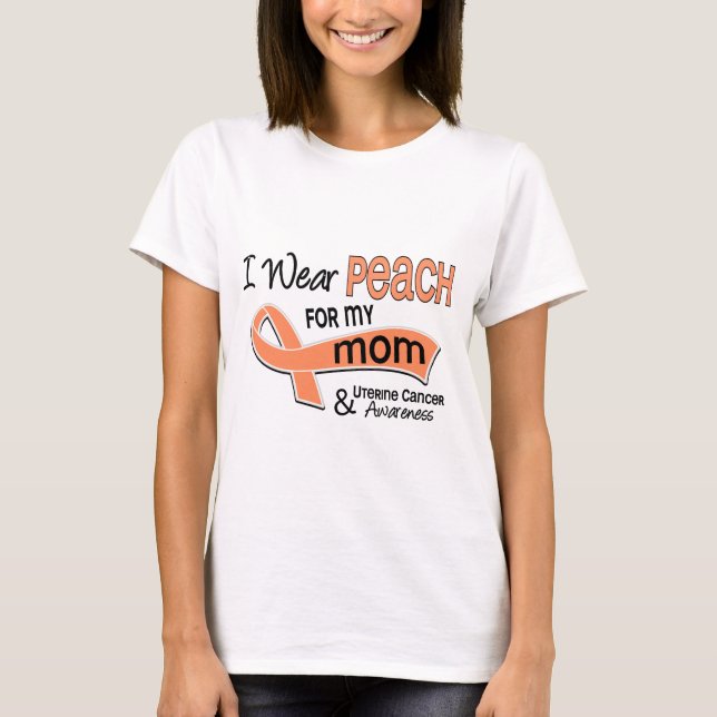 Ich trage Mama-uterinen Krebs des Pfirsich-42 T-Shirt (Vorderseite)