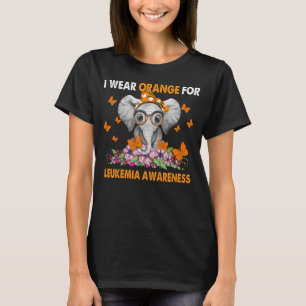Ich trage Orange für Leukämie Awareness Elephant H T-Shirt