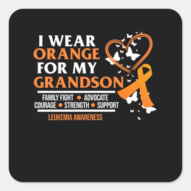Ich trage Orange für Leukämie Quadratischer Aufkleber (Vorderseite)