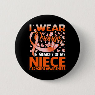 Ich trage Orange für mein Nichte RSS Crps Bewussts Button