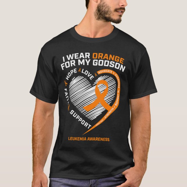 Ich trage Orange für meine Godson Leukemia Cancer  T-Shirt (Vorderseite)