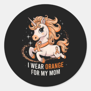 Ich trage Orange für meine Mama Unicorn Frau Aware Runder Aufkleber