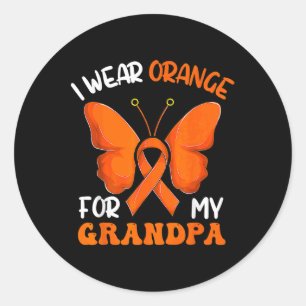 Ich trage Orange für meine Opa-Butterfly-Leukämie- Runder Aufkleber