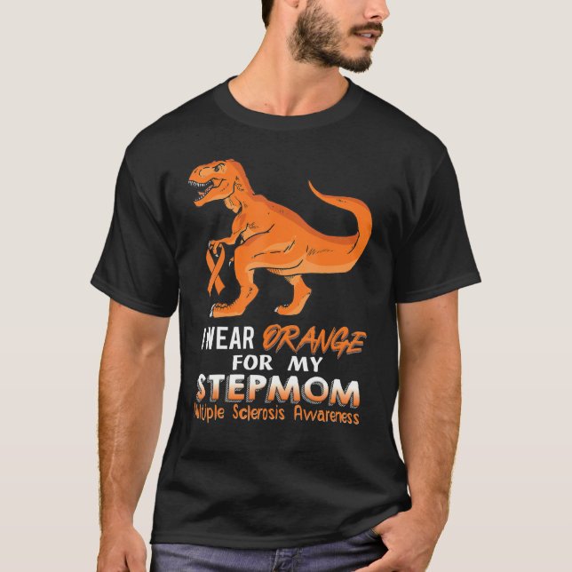 Ich trage Orange für meine Stepmutter Dinosaurier  T-Shirt (Vorderseite)