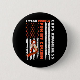 Ich trage Orange für meinen Cousin Crps Awareness Button