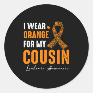 Ich trage Orange für meinen Cousin Leukämie Krebs Runder Aufkleber