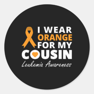 Ich trage Orange für meinen Cousin Ribbon Familien Runder Aufkleber